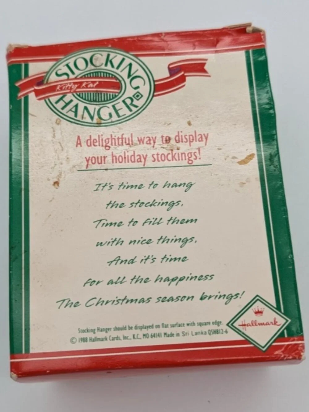 Hallmark Ornament 1988 Kitty Cat Stocking Hanger VINTAGE Black Cat Christmas